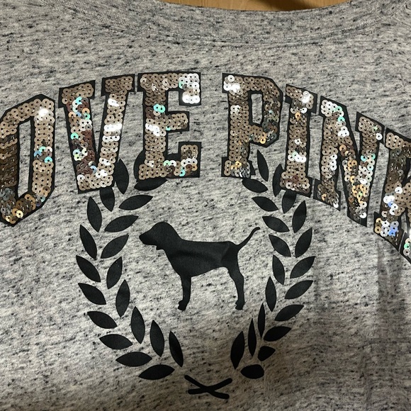 PINK Victoria's Secret Gray and White Tunic Top with sparkle design - Picture 4 of 4